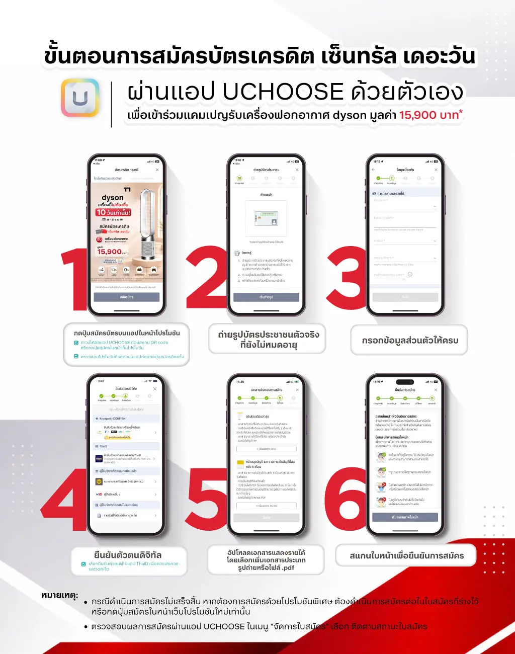 ขั้นตอนการสมัครบัตร ผ่านแอป UCHOOSE เพื่อเข้าร่วมแคมเปญ
ขั้นตอนการสมัครบัตร ผ่านแอป UCHOOSE เพื่อเข้าร่วมแคมเปญ