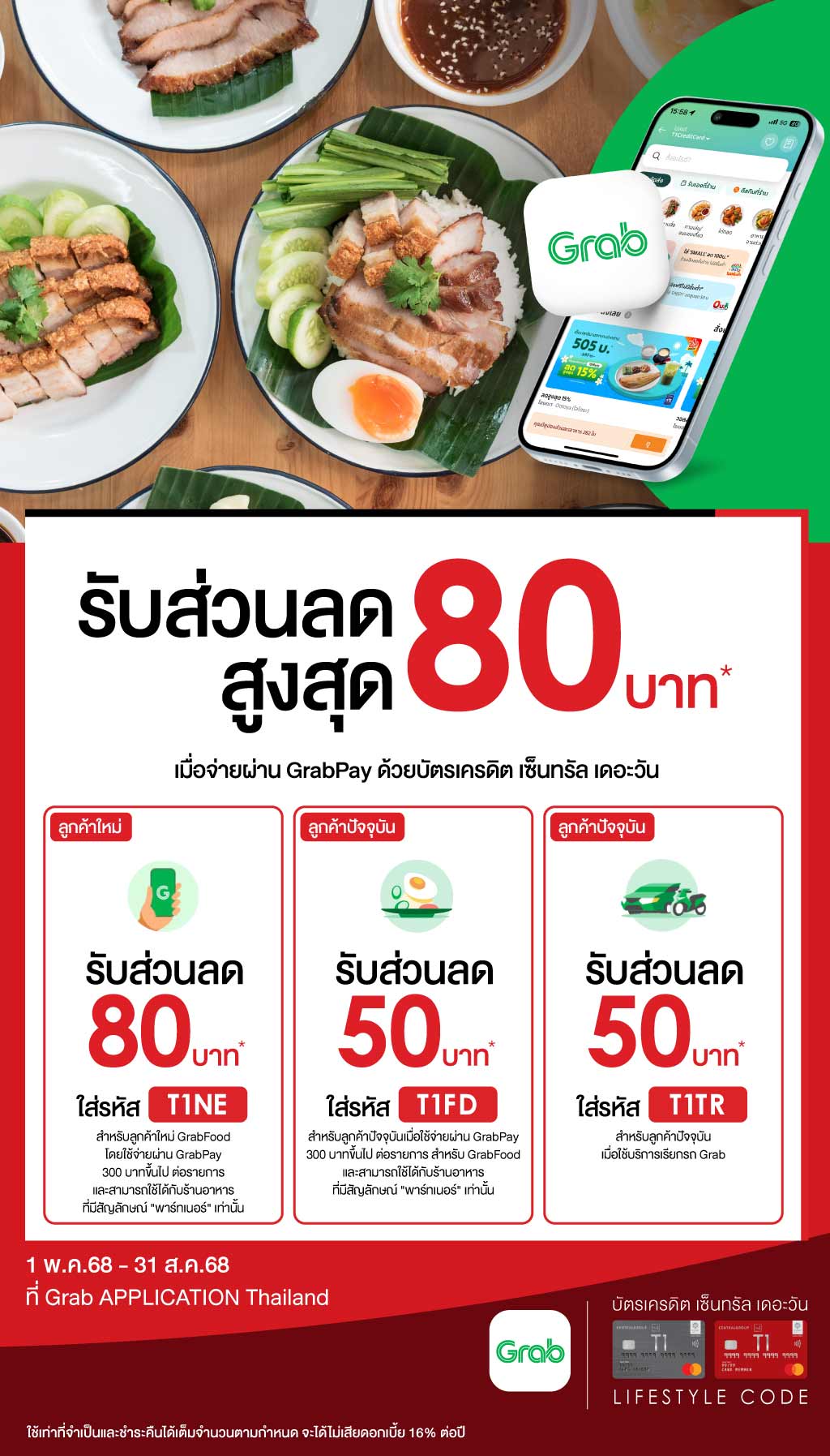 รับส่วนลดสูงสุด 80 บาท* เมื่อจ่ายผ่าน GrabPay ด้วยบัตรเครดิต เซ็นทรัล เดอะวัน | บัตรเครดิต | สมัครบัตรเครดิต | สมัครบัตรเครดิตออนไลน์ | สิทธิประโยชน์บัตรเครดิต | สมัครสินเชื่อออนไลน์ | บัตรเครดิต ผ่อน 0% | บัตรเครดิต ใช้ต่างประเทศ | บัตรเครดิต ท่องเที่ยว | บัตรเครดิตเติมน้ำมัน