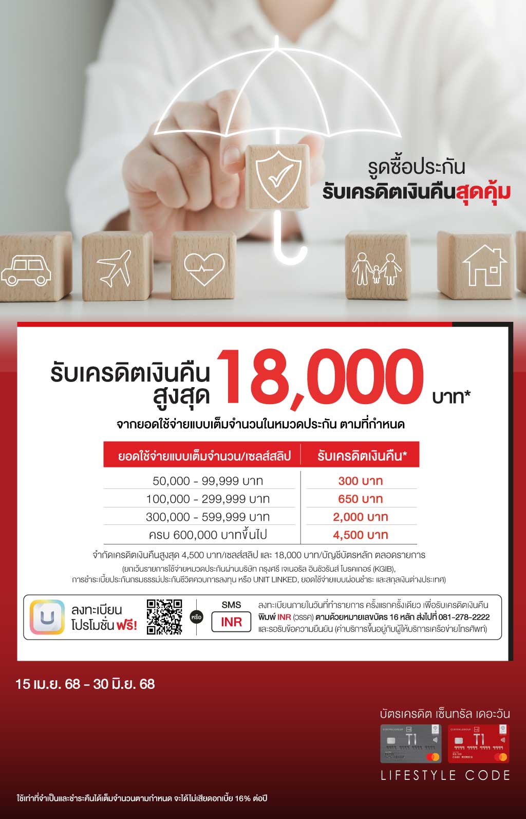 รับเครดิตเงินคืนสูงสุด 18,000 บาท*