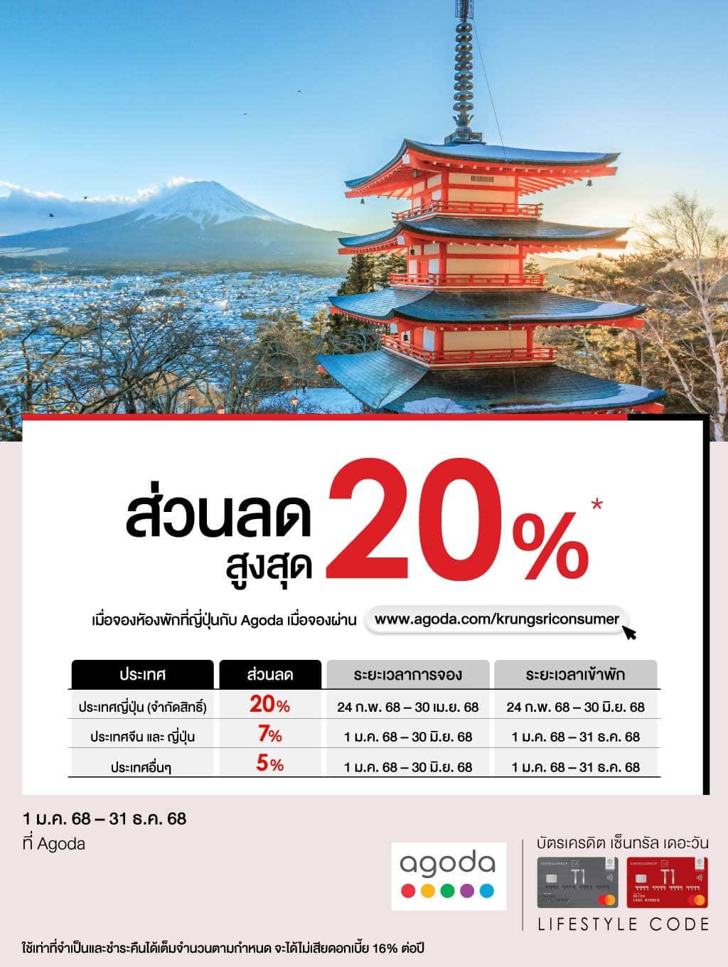 รับส่วนลดสูงสุด 20%* เมื่อจองที่พักโดยใช้บัตรเครดิต เซ็นทรัล เดอะวัน ผ่าน www.agoda.com/krungsriconsumer | บัตรเครดิต | สมัครบัตรเครดิต | สมัครบัตรเครดิตออนไลน์ | สิทธิประโยชน์บัตรเครดิต | สมัครสินเชื่อออนไลน์ | บัตรเครดิต ผ่อน 0% | บัตรเครดิต ใช้ต่างประเทศ | บัตรเครดิต ท่องเที่ยว | บัตรเครดิตเติมน้ำมัน